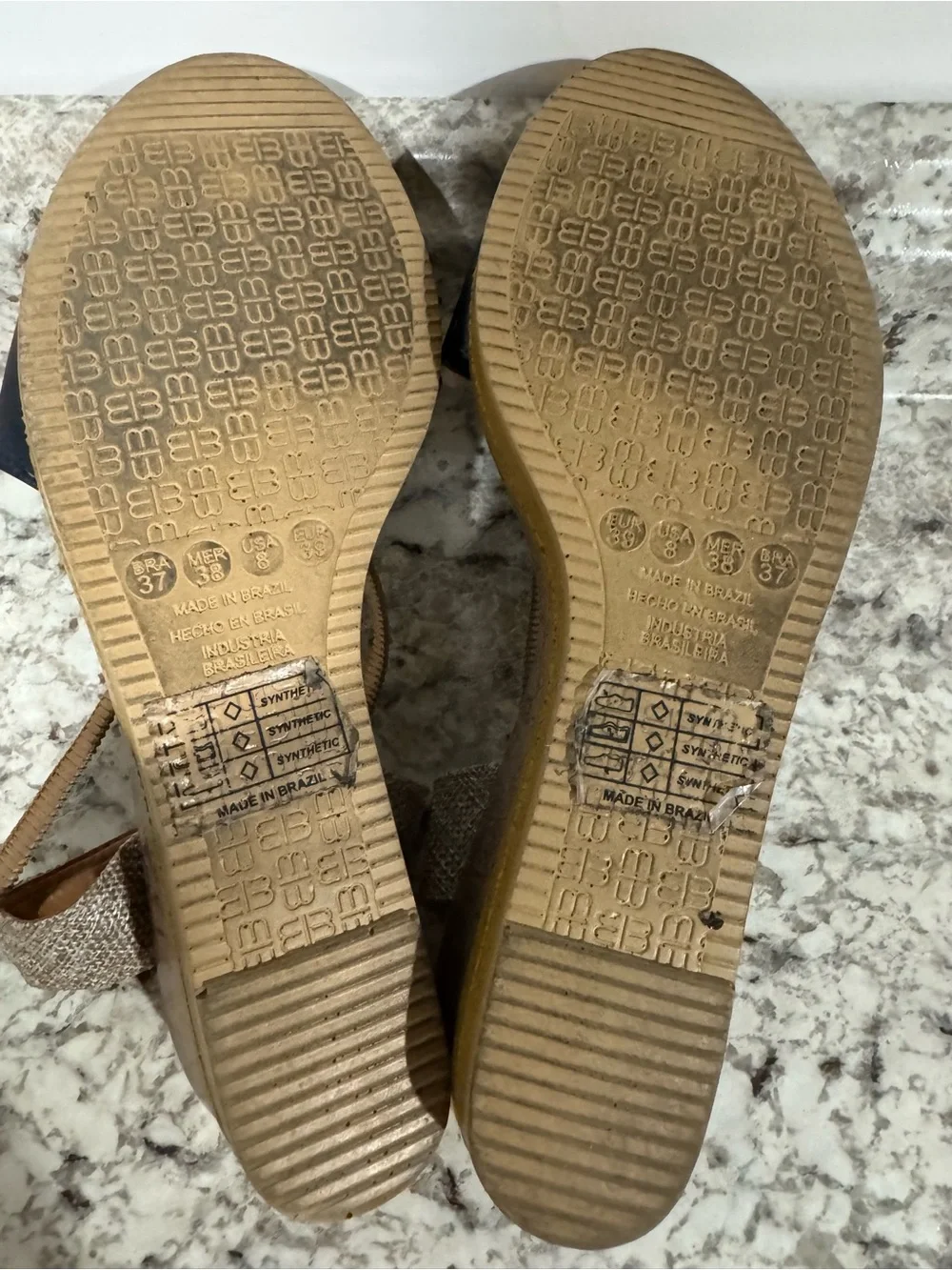 Malu Super Comfort Wedge Sandals Navy Tan US Size 8 Open Toe